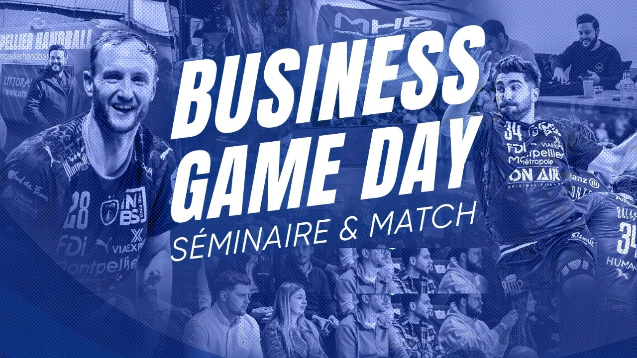 Business Game Day : joueurs du Montpellier Handball et tribunes du FDI Stadium
